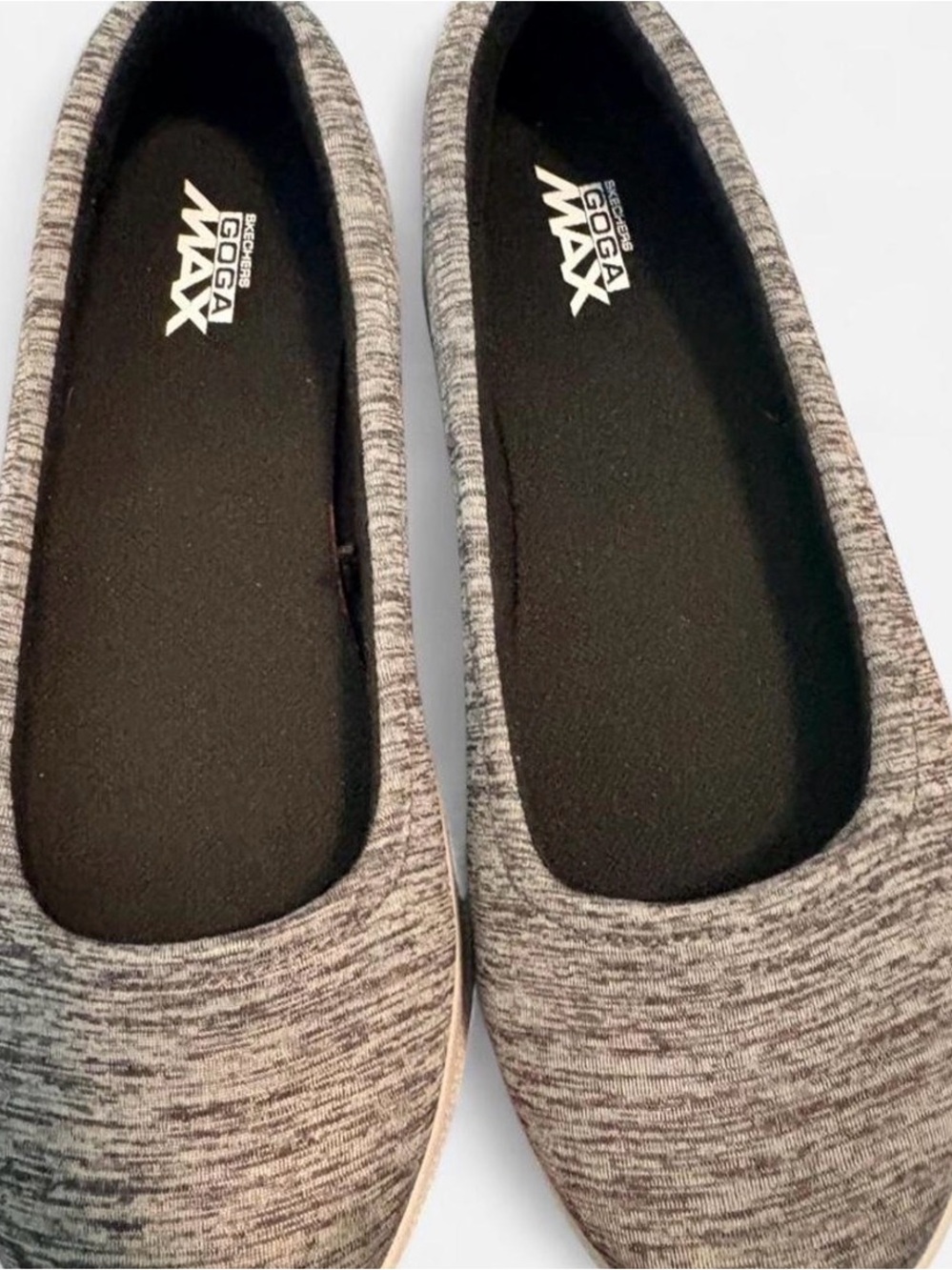 Skechers Gray Knit Slip-On Goga Max Ballet Flats